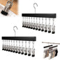 Kruggo Closet Organizer with 10 Clips, 2026 Upgraded 360° Swivel Multi-Hook Wardrobe Organizer, Space Saving Hanging Legging Hangers for Closet (2, Black-12 clicks)