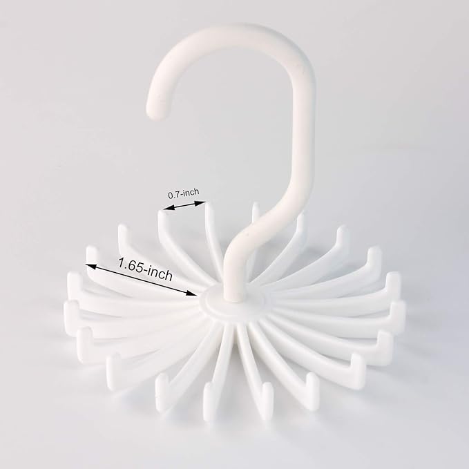 3 Pack Twirl Ties Rack Closet Organizer Tie Hanger Hook Headband Holder (White)