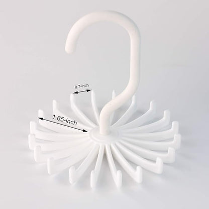 3 Pack Twirl Ties Rack Closet Organizer Tie Hanger Hook Headband Holder (White)
