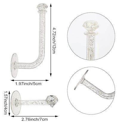 4 PACK Adhesive Scrunchie Holder DIY Hair Accessories Organizer Wall Hooks Waterproof Scrunchy Storage Clear Glitter Stick Scrunchies Holder Headband Hairband Hair Ties Holder