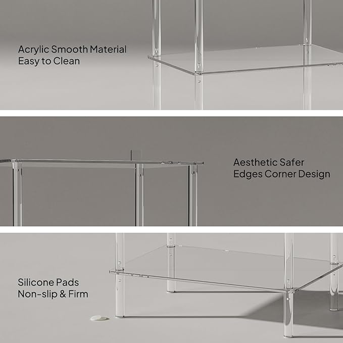 Aquiver Acrylic 8 Tiers Tall Shoe Rack - Shoe Organizer for Entryway - Narrow Shoe Storage Shelf Clear Shoes Rack for Closet, Store 16-20 Pairs of Shoes, 18.1'' L x 11.8'' W x 61'' H, Easily Clean
