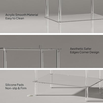 Aquiver Acrylic 8 Tiers Tall Shoe Rack - Shoe Organizer for Entryway - Narrow Shoe Storage Shelf Clear Shoes Rack for Closet, Store 16-20 Pairs of Shoes, 18.1'' L x 11.8'' W x 61'' H, Easily Clean