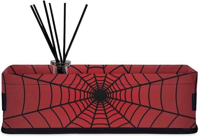Spiders Web Red Small Bathroom Baskets for Toilet,Foldable Toilet Paper Tank Basket Organizer for Towels Storage Decorative Open Storage Bins for Home,Closet,Containers,Cabinet