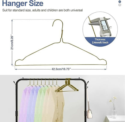 SPECILITE Wire Hangers 150 Pack, Metal Wire Clothes Hanger Bulk for Coats, Space Saving Metal Hangers 16.7 Inch Ultra Thin Non Slip with Groove, for Standard Size Suits, Shirts, Pants, Skirts-Bronze