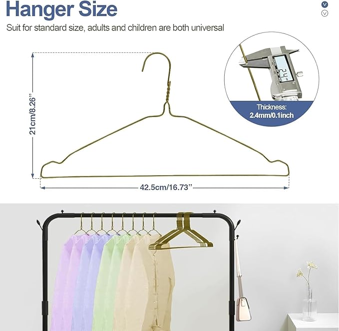 SPECILITE Metal Wire Hangers 100 Pack, Bulk for Commercial and Home, 16 Inch 12 Gauge Ultra Thin for Standard Size Clothes, Coats, Suits, Shirts-Bronze