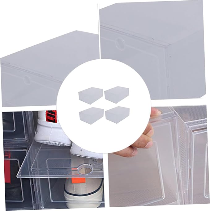 4pcs Shoe Storage Boxes Sturdy Pp Drawer Type Organizers for Home Stackable Design for Easy Access for Shoes Boots and Sneakers
