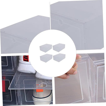 4pcs Shoe Storage Boxes Sturdy Pp Drawer Type Organizers for Home Stackable Design for Easy Access for Shoes Boots and Sneakers