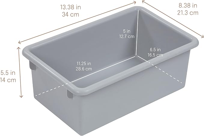 Cubby Storage Bins with Lids, 10-Pack Stackable Plastic Organizer Containers for Pantry, Office, Garage - Nestable with Handles, Contemporary
