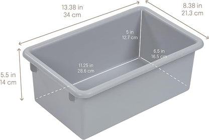 Cubby Storage Bins with Lids, 10-Pack Stackable Plastic Organizer Containers for Pantry, Office, Garage - Nestable with Handles, Contemporary