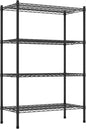 Commercial NSF Listed Black Epoxy Stationary Wire Shelving Kit 18" x 36" x 54", with 4 Shelves Perfect for Warehouse, Walk-in Refrigerator, Freezer, Grocery Store, Restaurant, Dishroom