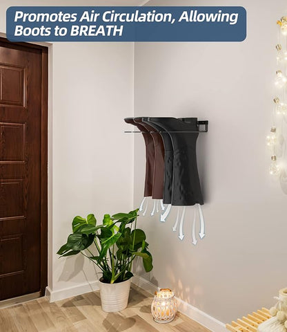 Wader Boot Hanger Wall Mount - (2 Pair) Sturdy Metal Boot Rack, Tall Shoe Holder for Closet, Entryway, Indoor, Garage
