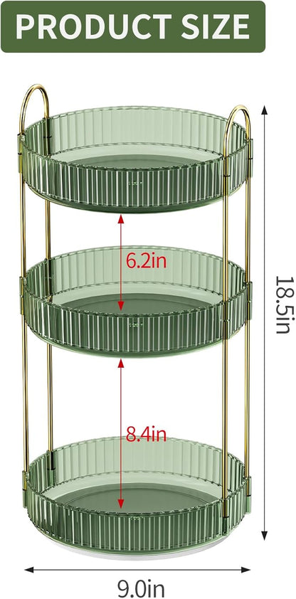 360° Rotating Makeup Organizer, Large Capacity Skincare Organizer, 3 Tier Cosmetic Skin Care Perfume Dresser Organizer, Fits Cosmetics, Perfume, Skin Care, Lipstick
