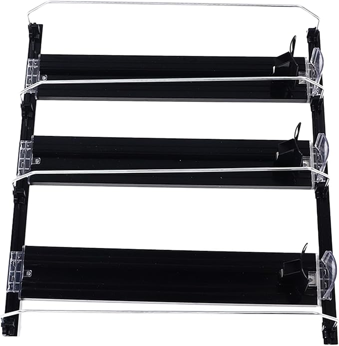 ABS Drink Organizer for Fridge,Automatic Pusher Glide Soda Can Organizer,12oz 16oz 20oz Soda Dispenser Soda Dispenser,Width Adjustable Pusher Glide,38cm (Black)