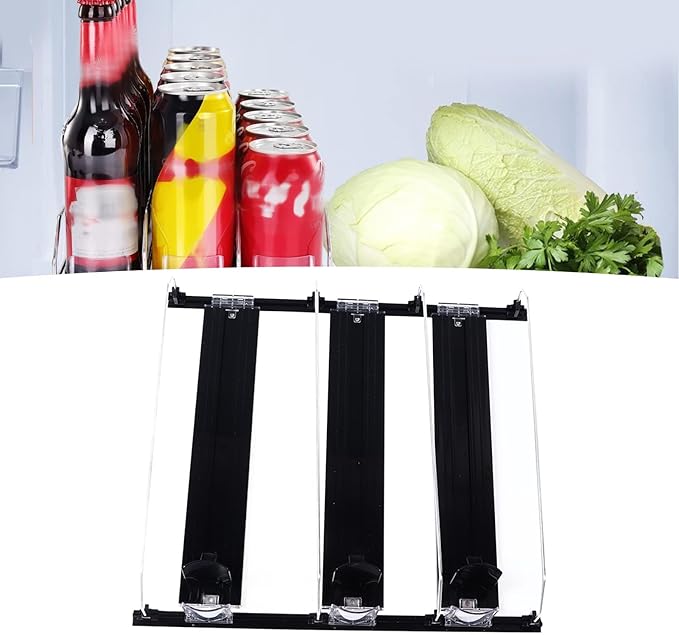 Beverage Can Holder, Soda Can Organizer Dispenser, Self Pushing Soda Can Organizer for Refrigerator (Black)
