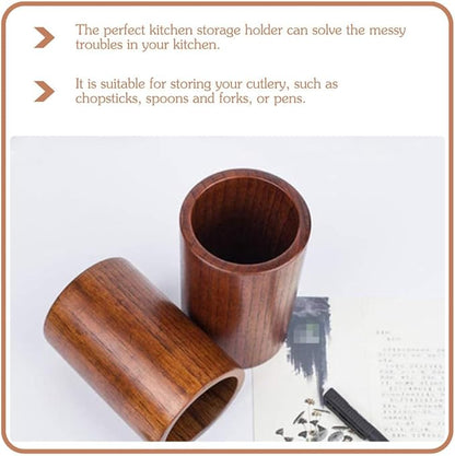 Cabilock Wooden Chopsticks Holder Utensil Organizer for Kitchen Countertop Storage - Multi-Functional Large Capacity Canister