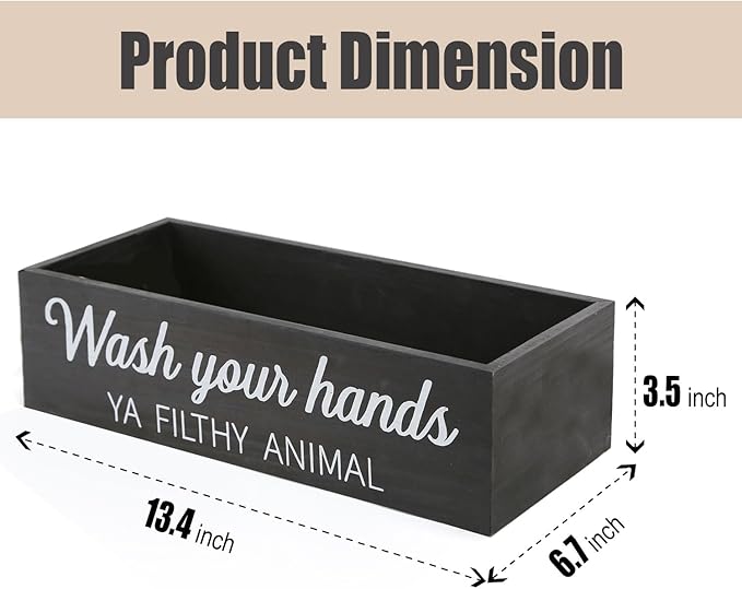 Bathroom Decor Box, Toilet Paper Basket 2 Sides Signs Farmhouse Bathroom Toilet Basket Tank Topper Rustic Farmhouse Home Decor for Livingroom Kitchen（One Black Box）