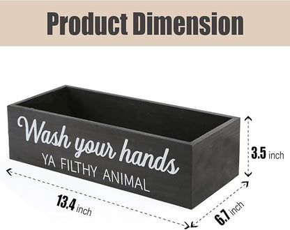Bathroom Decor Box, Toilet Paper Basket 2 Sides Signs Farmhouse Bathroom Toilet Basket Tank Topper Rustic Farmhouse Home Decor for Livingroom Kitchen（One Black Box）