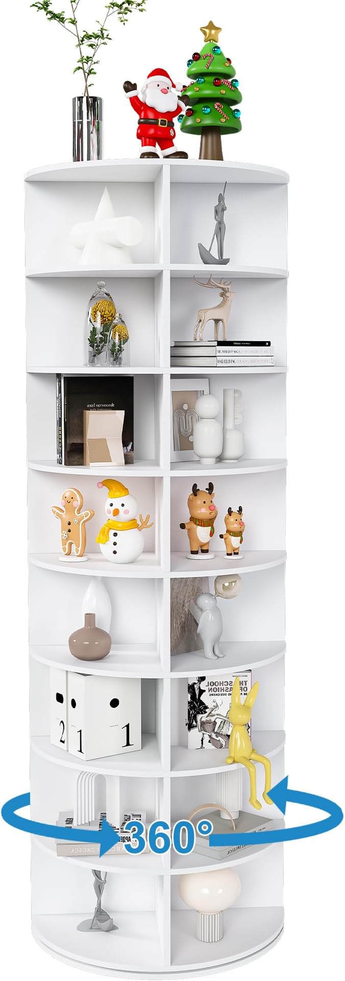 8-Tier Rotating Shoe Rack Tower, Spinning Shoe Tower Display Lazy Susan, Revolving 360° Shoe Rack Storage Round Carousel, Vertical Handbag Rotate Shoes Closet Organization