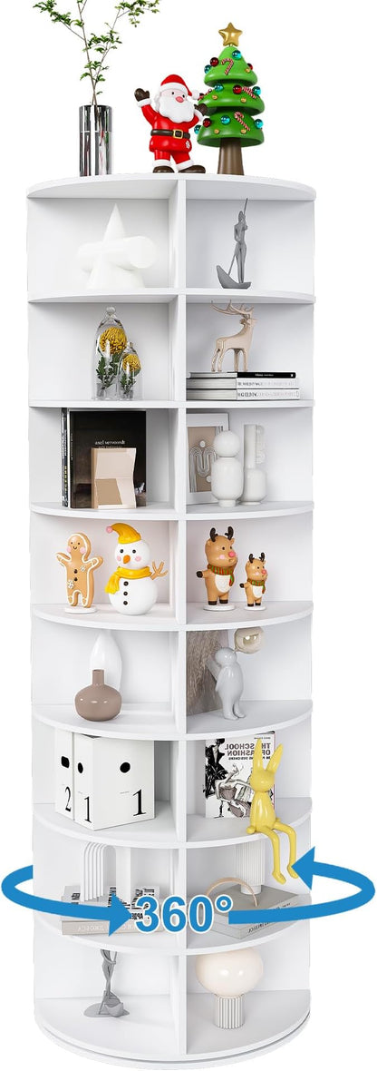 8-Tier Rotating Shoe Rack Tower, Spinning Shoe Tower Display Lazy Susan, Revolving 360° Shoe Rack Storage Round Carousel, Vertical Handbag Rotate Shoes Closet Organization