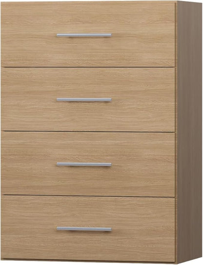 4 Drawer Short Tower Closet Unit, Modular Closet System, Wood Closet System Organizer with Storage for Walk In Closets, Clothing Rack Closet for Hanging Clothes, Bedroom, Wood, 25.5"W