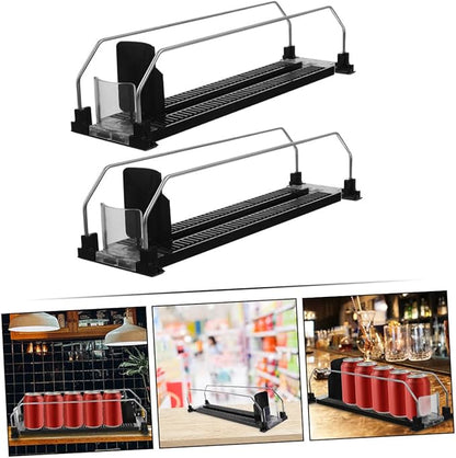 Levemolo 2pcs Fridge Drink Pusher Machine Automatic Beverage Organizer Soda Can Organizer for Refrigerator