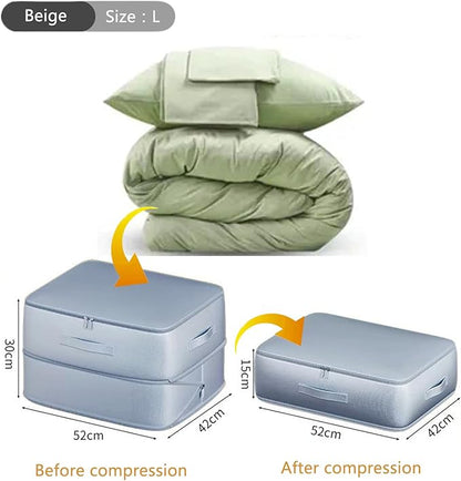 Mecolor Space Saver Compression Storage Bags, Clothes Storage, Bedding Storage, Duvet Storage, Bedding Organiser with Zipper, Pillow, Carrier Bag Storage (haze blue, L)