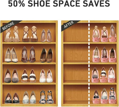 Shoe Slots Organizer 36 Pack - Shoe Organizer Space Saver 50%,Adjustable Thickening Shoe Stackers for a pair of Shoes,Shoe Storage Shoe Rack Holder for closet organization,organizador de zapatos,Pink