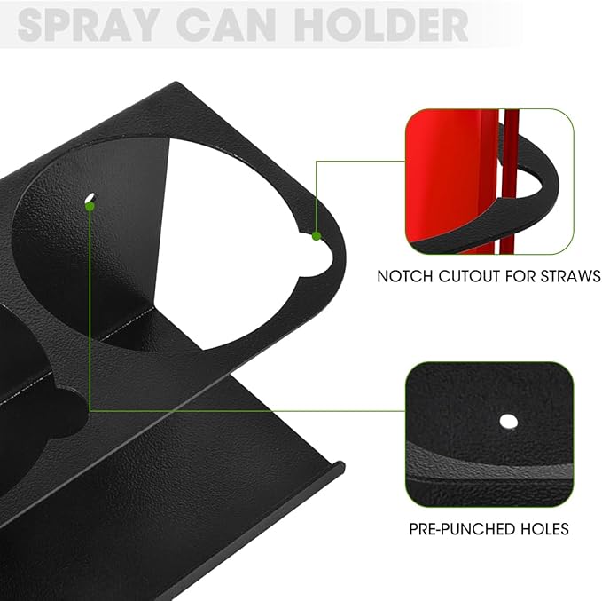 Touri 2 Pack Spray Can Holder for Garage and Workspace, Wall-Mounted Steel Aerosol Can Holder (10 Cans)