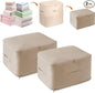 Ultra Space Saving Self Compression Organizer, Storage Tote for Space Saving,Packing Bags Clothes Storage Bags Self Compression Organizer for Comforters, Blankets, Bedding (Beige)