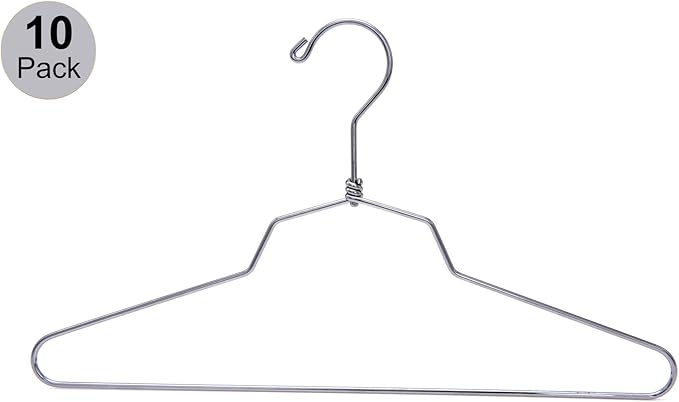 Quality Hangers Metal Hangers - Swivel Hook and Stainless Steel - Heavy Duty Wire Clothes Hangers - Available in 10 Pack - Hangers for Teens