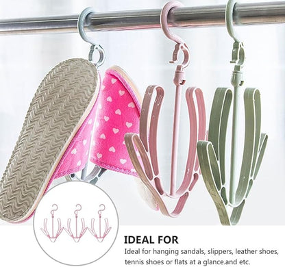 3Pcs Shoe Drying Rack Hooks Plastic Shoes Organizer Hanging Slipper Drying Racks for Home Balcony Storage Random Color Random Color