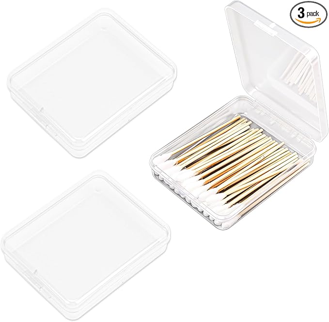 3-Piece Portable Travel Pad Holder - Bathroom Vanity Countertop Storage Organizer - Cotton Ball & Swab Dispenser - Transparent