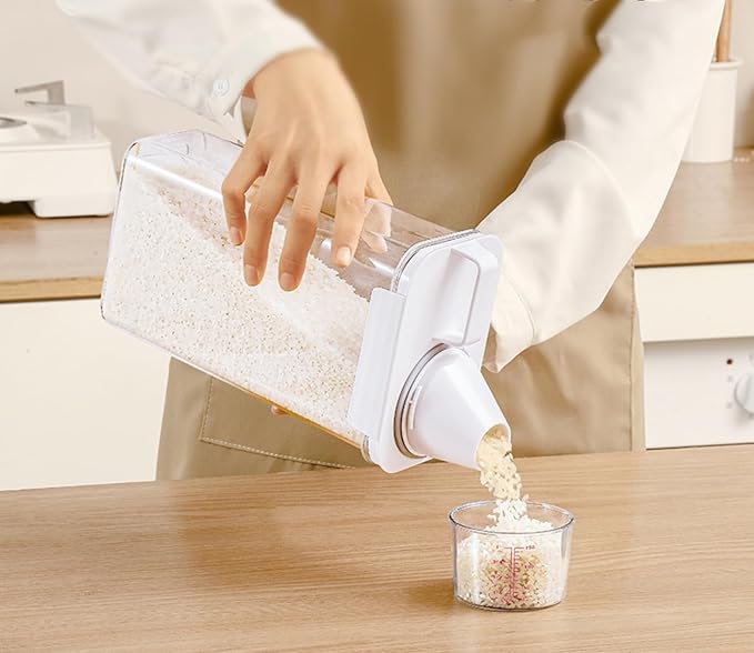Rice Airtight Dry Food Storage Containers with Pourable Spout,Kitchen Food Cereal Storage Containers with Graduated Cap (1800ML)