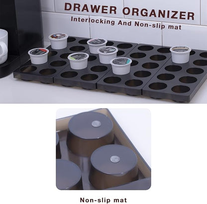 Coffee Pod Storage Organizer for Kitchen Drawer,Holders 60 K CUP, Premium Plastic Tray With Non-slip mat