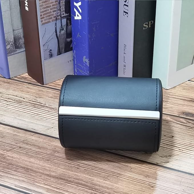 YY YEARCHY Men's Necktie Travel Case, Tie Anti-Wrinkle Organizer Box - Formal Cylinder Shape (Blue)