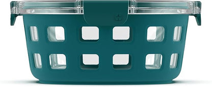 Ello Duraglass Meal Prep Container- Glass Food Storage Container with Silicone Sleeve and Airtight BPA-Free Plastic Lid, Dishwasher, Microwave, and Freezer Safe