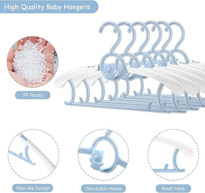 JSF Adjustable Baby Hangers, 20pcs Toddler Kids Child Nursery Closet Hangers - Non-Slip, Extendable, Ideal for Newborn Clothes (Colourful Bear Design)