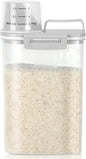TBMax Rice Storage container 4 Lbs, Small Rice Dispenser with Measuring Cup, Grey Cereal Containers Flour Bin, Kitchen Food Storage Container and Pantry Organizers, Pet Dog Cat Food Dispenser