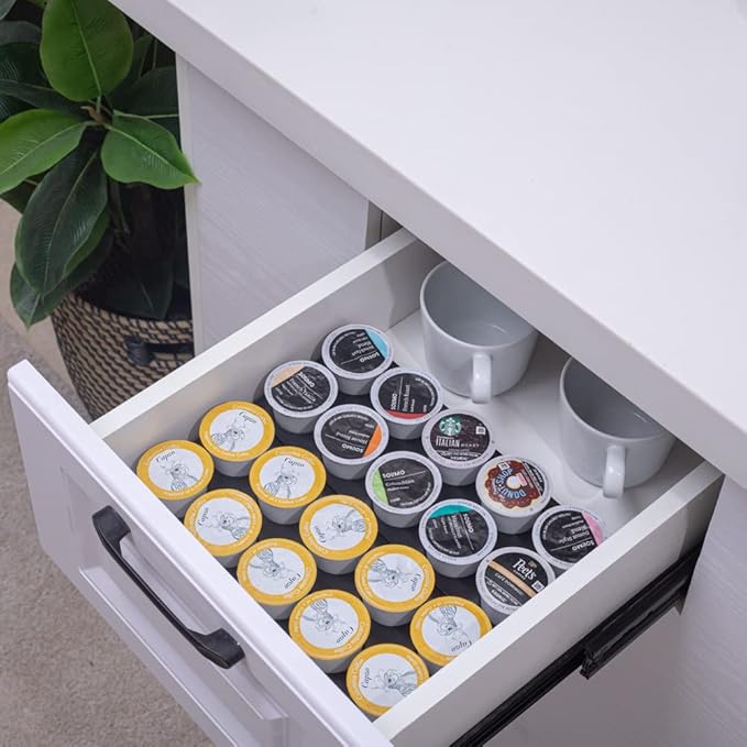Coffee Pod Storage Organizer for Kitchen Drawer Holders 20 K CUP, Premium Plastic Tray With Non-slip mat