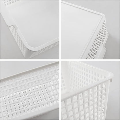 3 Packs Large Organizer Baskets Bins, Plastic Storage Basket (White)