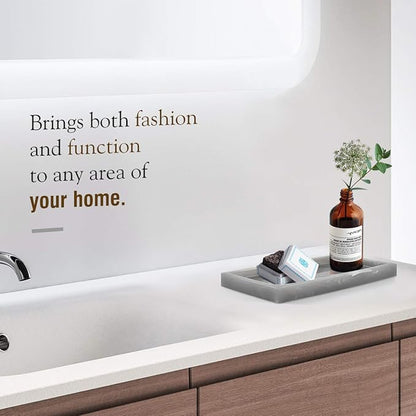 Luxspire Bathroom Vanity Tray, 8 x 4 inch Resin Dresser Jewelry Ring Dish Tank Storage Kitchen Sink Countertop Organizer Plate Holder for Perfume Soap Towel Bathroom Accessories, Mini, Ink Gray