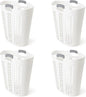 Gracious Living Easy Carry Flex Hamper, Large 87.5 Liter Lightweight Plastic Ventilated Laundry Basket Clothes Bin with Handles, White (4 Pack)