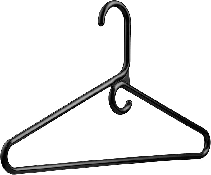 DEILSY™ Black Heavy Duty Hangers with Hooks for Scarves & Belts – Thick and Strong Clothes Hangers for Shirts, Jackets, Pants, and Dresses – Space-Saving Plastic Hangers – Pack of 10