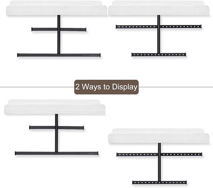 Keebofly Hanging Wall Mounted Jewelry Organizer with Rustic Wood Jewelry Holder Display for Necklaces Bracelet Earrings Ring Set of 2 White,[Patented]