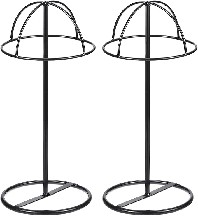 uxcell Metal Hat Display Stand 2 Pack Tabletop Hat and Wig Rack Holder Freestanding for Baseball Cap, Fedora Hat, Cowboy Hat - Black, 14 Inch