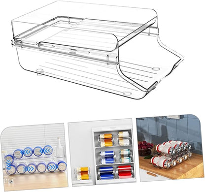 MAGICLULU Double Beverage Storage Box Drink Can Organizer for Fridge Canisters Soda Can Dispenser