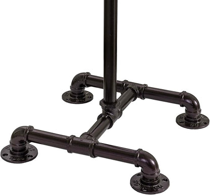 MyGift Hat Rack Stand, Cowboy Hat Tree with 10 Round Rustic Burnt Wood Hat Hangers, Industrial Metal Decorative Pipework Stand with Hooks for Hanging Hats or Wigs, Entryway, Bedroom