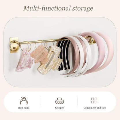 SNOWSTAR Metal Claw Clip Organizer Holder, Hair Clip Holder and Storage for Women and Girl,Claw Clips Hanger Display Hair Accessories for Wall Door Closet,Gold(1PCS)
