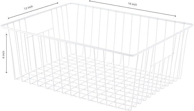 3 Pack Upright Freezer Organizer Bins - Standup Organizers for 16 Cu.Ft Freezer, Improve Air Circulation, Wire Storage Baskets, White