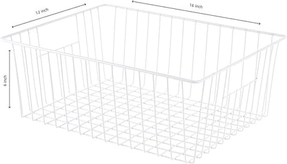 Npro 4 Pack Upright Freezer Organizer Bins - Standup Freezer Organizers Improve Air Circulation, Wire Storage Baskets, White